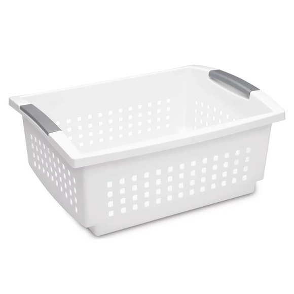 Sterilite White Plastic Large Stacking Basket NWT - Picture 1 of 2